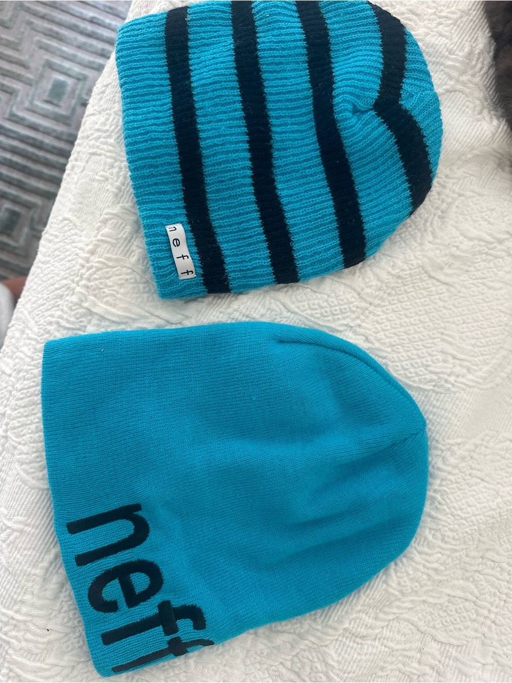 Neff Bright Blue Knit Beanies - Set of 2